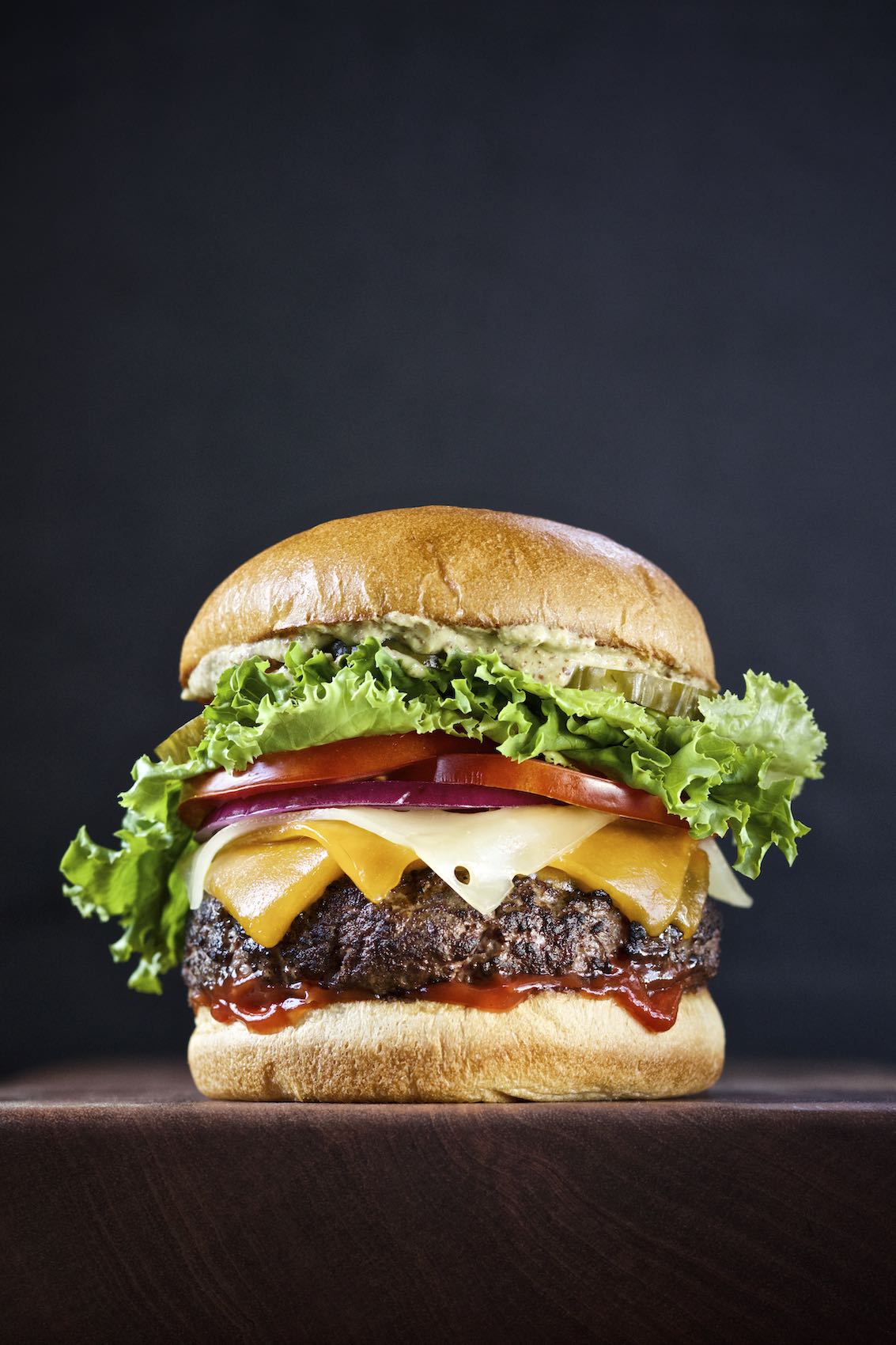 Jody Horton Photography - Classic layered cheeseburger shot for Organic Valley.