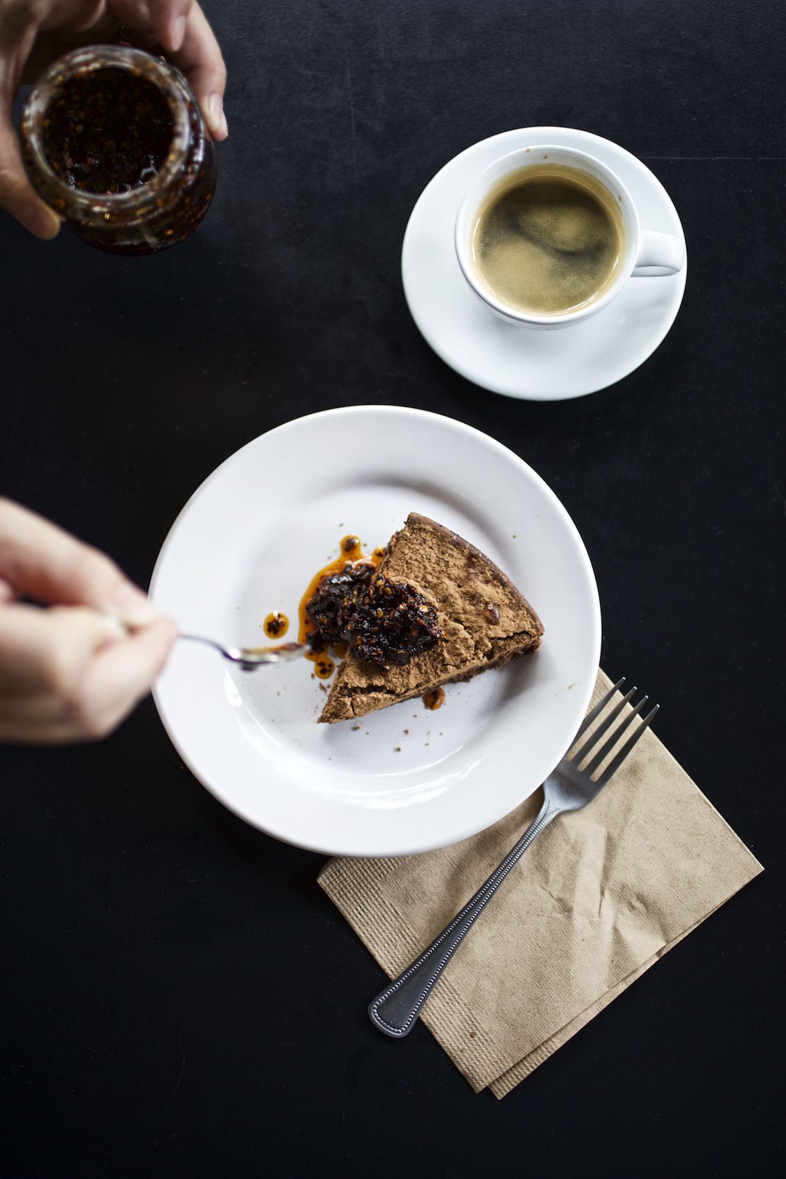 Jody Horton Photography - Cafe snack garnished with sauce and espresso. 