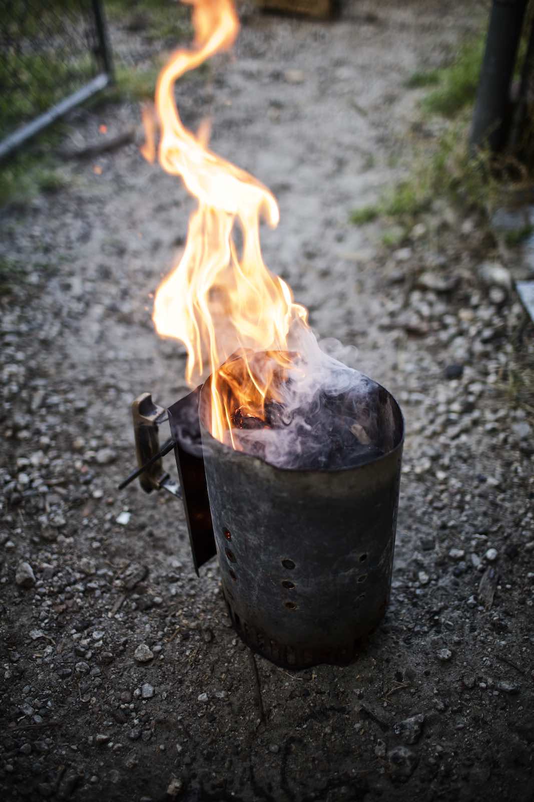 Jody Horton Photography - Small charcoal smoker on gravel. 