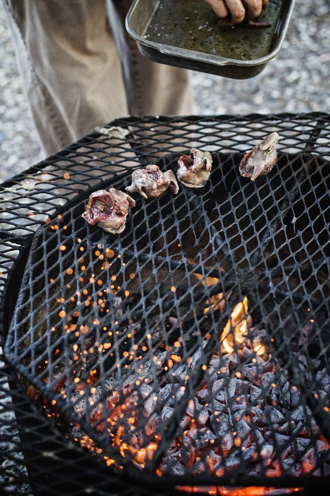 Jody Horton Photography - Doves cooking on a charcoal grill. 