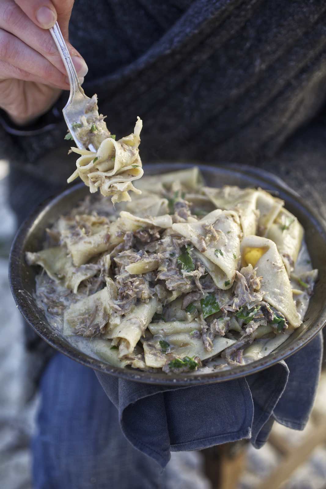 Jody Horton Photography - Flat pasta with rabbit meat and herbs. 