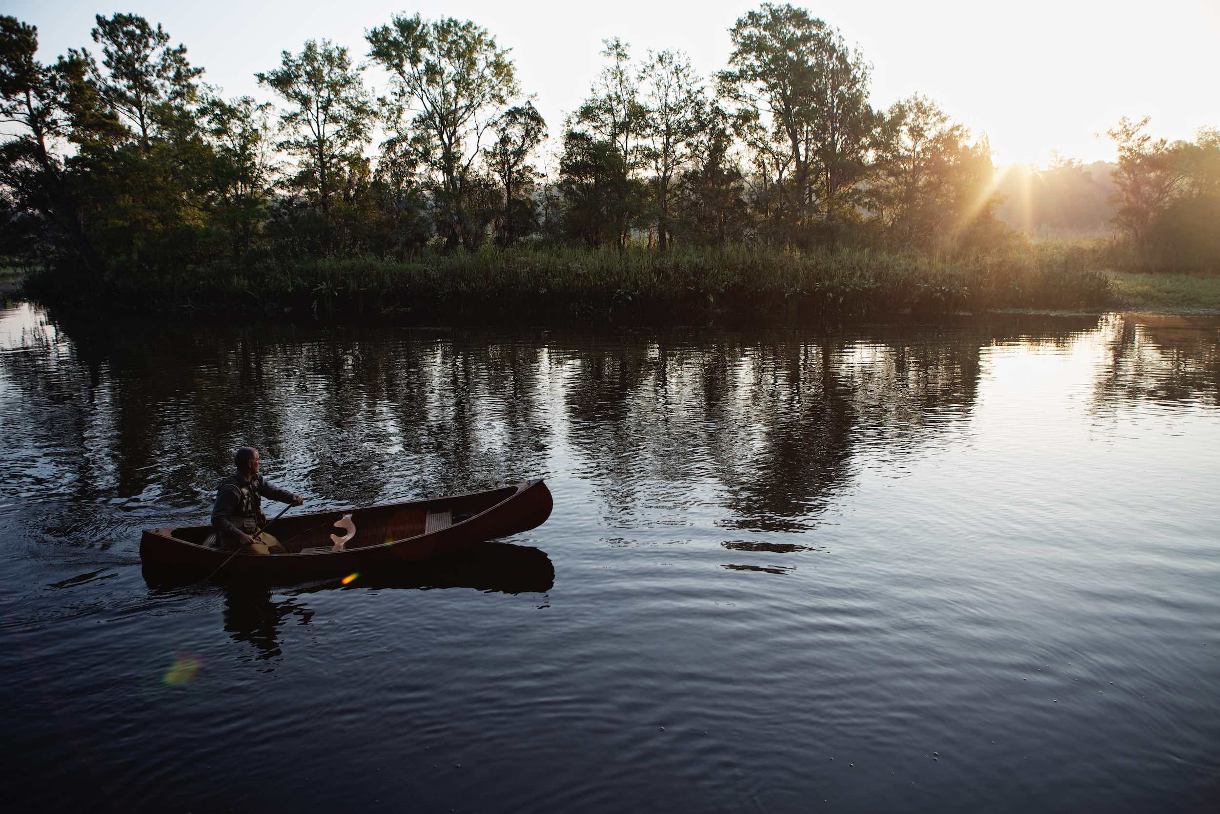 Jody Horton Photography - Canoer on the water at sunset, shot for Jack Daniels Single Barrel.