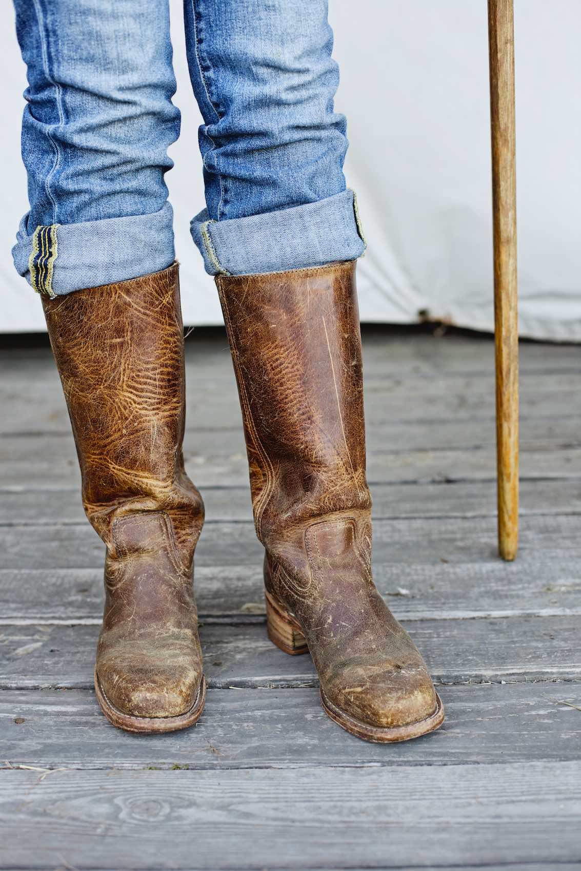 Jody Horton Photography - Leather boots of sheep farmer. 