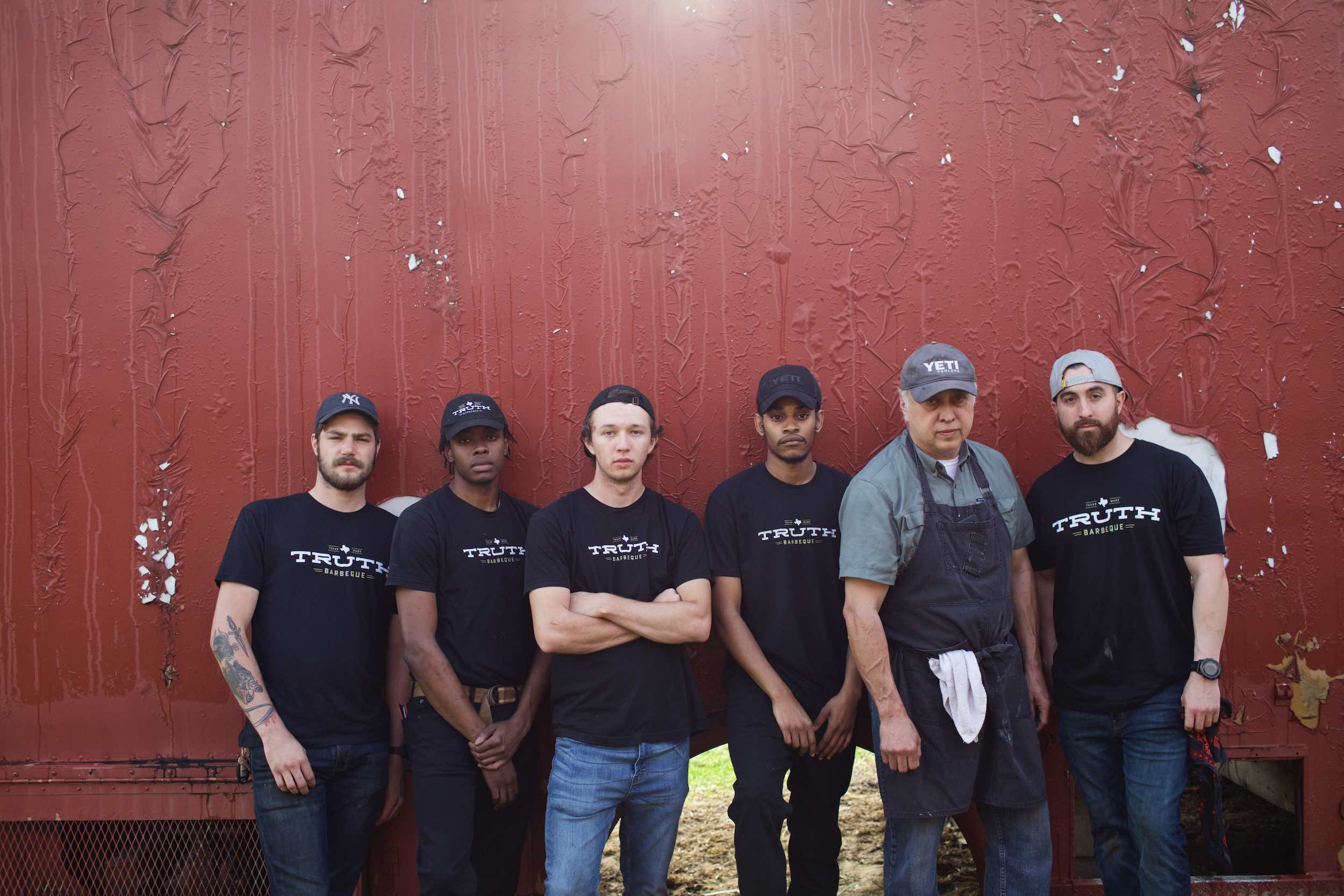 Jody Horton Photography - Truth Barbecue crew standing outside shop. 