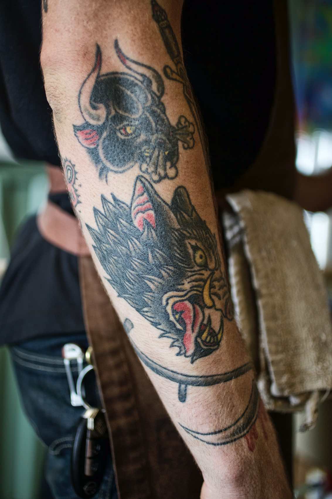 Jody Horton Photography - Tattoo sleeve with boar and bull. 