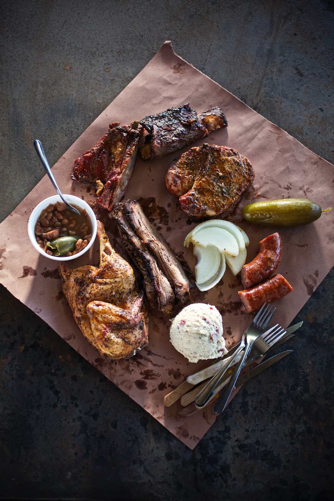 Jody Horton Photography - Barbecue spread on parchment. 