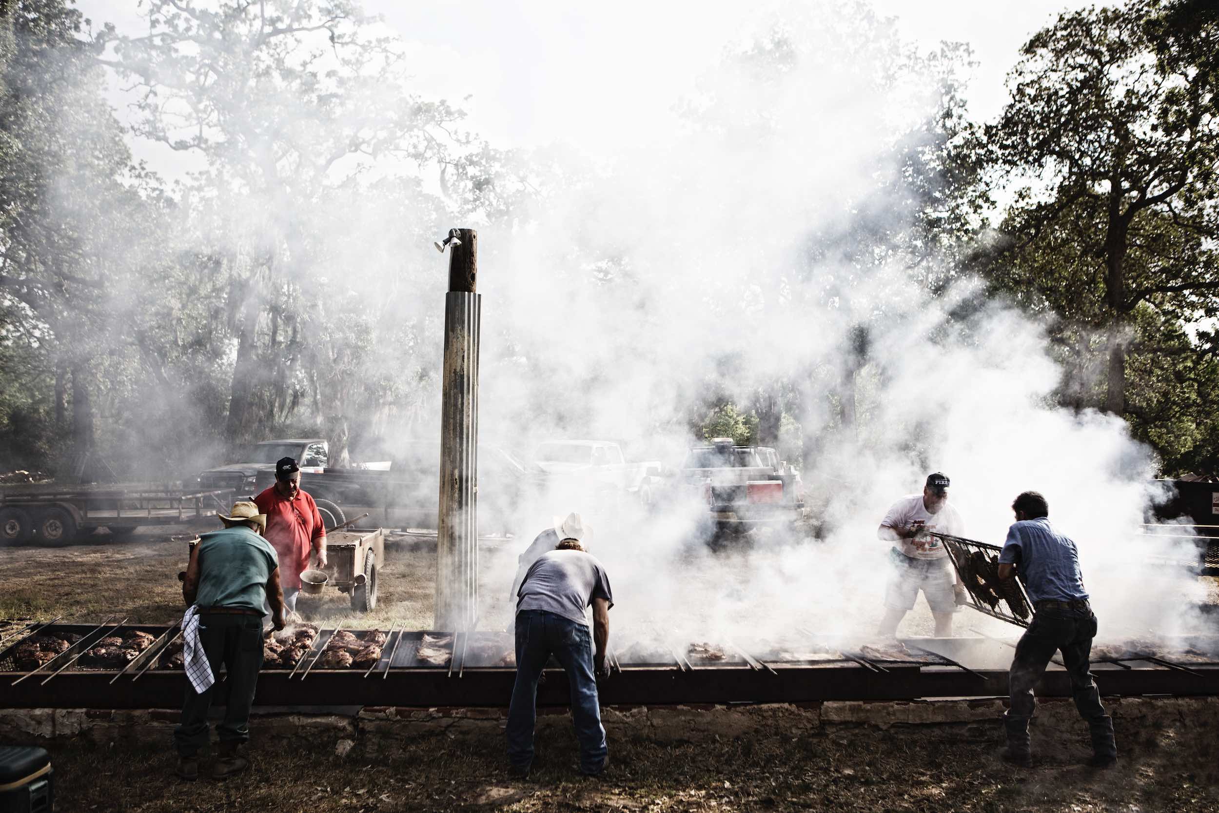 Jody Horton Photography - Cooking on outdoor barbecue smokers. 