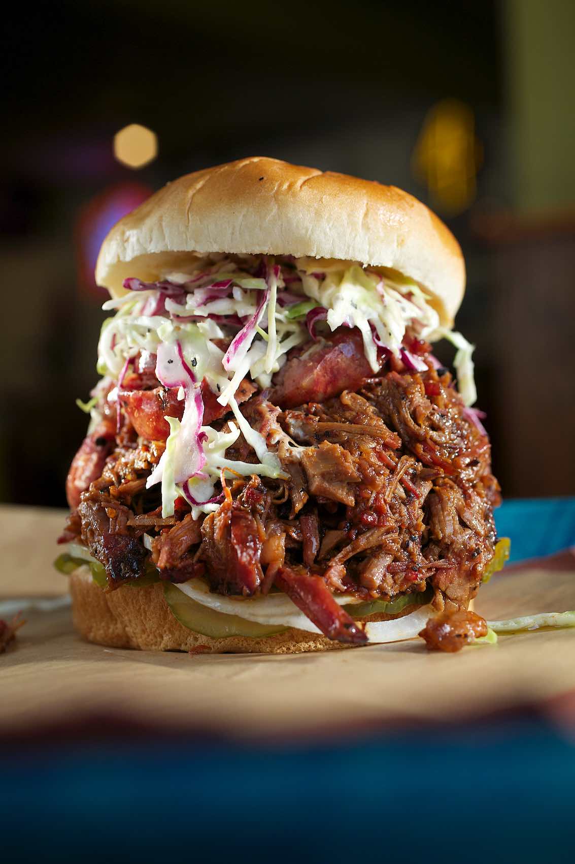 Jody Horton Photography - Barbecue sandwich with coleslaw at Franklin Barbecue.